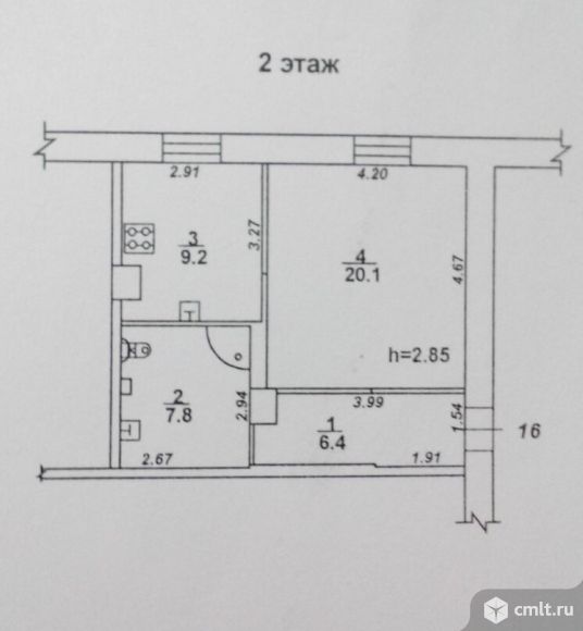 1-комнатная квартира 45 кв.м. Фото 1.