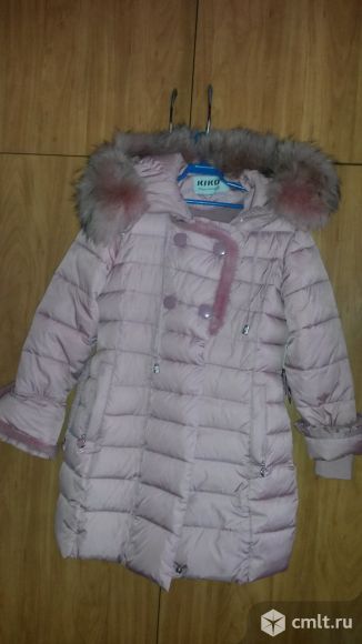 Зимнее пальто Kiko для девочки "Арабелла" (розовое),б/у 10лет/140см. Фото 1.
