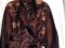Блузка женская, парча, с поясом, р. 50, цв. коричневый, б/у. Фото 1.