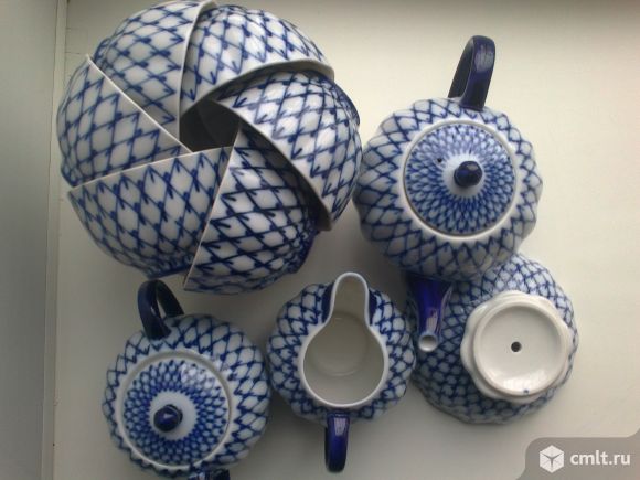 Сервиз чайный Кобальтовая сетка. ЛФЗ. Новый.. Фото 4.