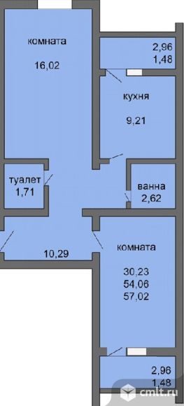 2-комнатная квартира 57 кв.м позиция 24. Фото 1.