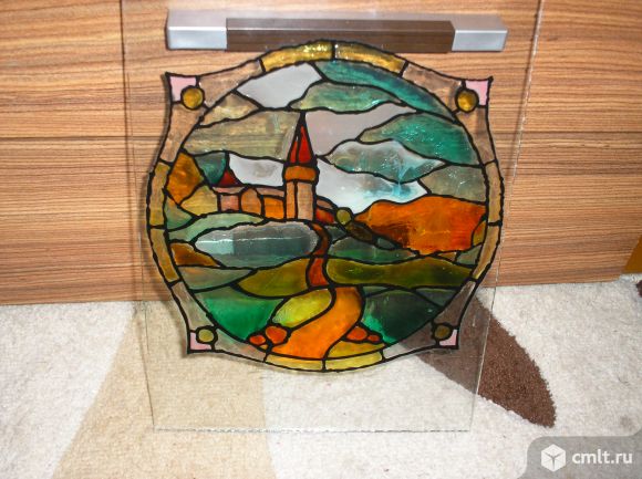 Картина витражная роспись по стеклу. Фото 1.