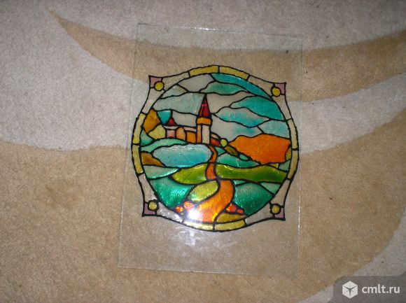 Картина витражная роспись по стеклу. Фото 2.