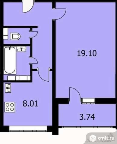 1-комнатная квартира 39 кв.м. Фото 1.