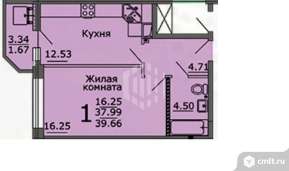 1-комнатная квартира 40 кв.м. Фото 1.