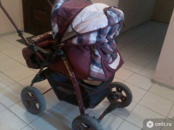 Коляска зима-лето, трансформер, цв. бордовый