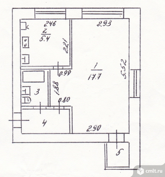 1-комнатная квартира 29,8 кв.м. Фото 1.