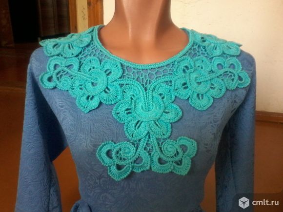 Вязаный воротничок к блузке или платью. Фото 1.