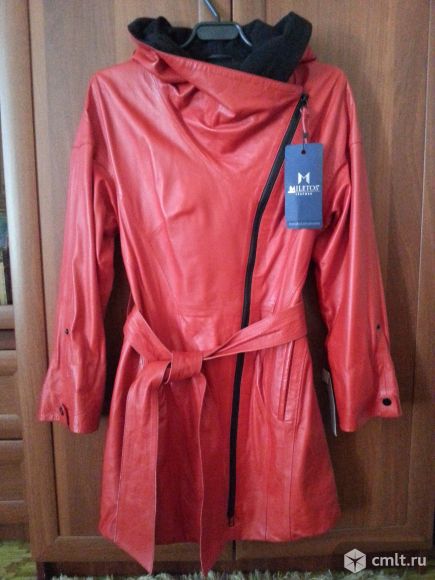 Куртка кожаная красная, пр-во Турция. Фото 1.