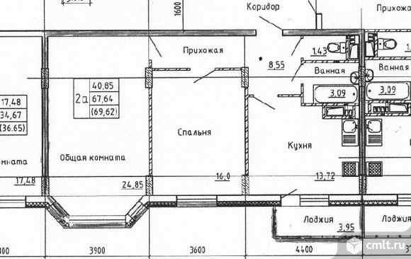 2-комнатная квартира 67,64 кв.м. Фото 1.