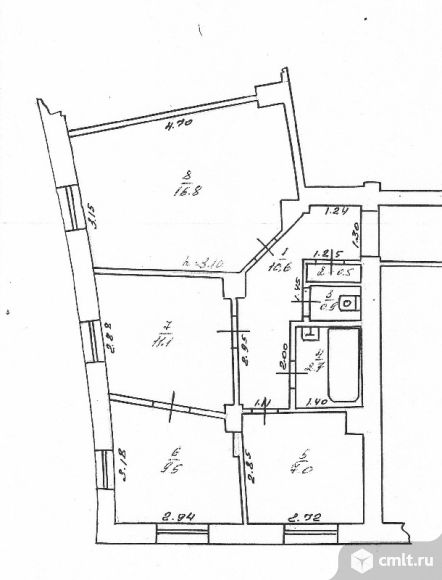 3-комнатная квартира 60 кв.м. Фото 3.