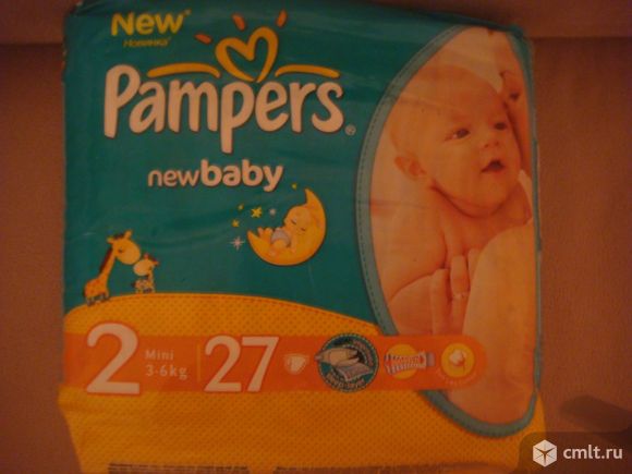 Подгузники Pampers newbaby 2 mini 3-6кг ( 27шт. ). Фото 1.