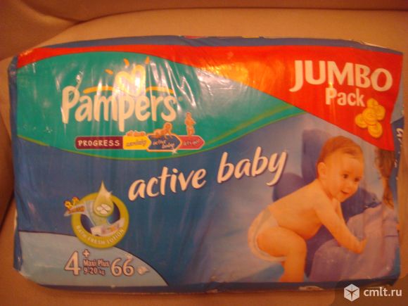 Подгузники Pampers active baby 4 Maxi Plus 9-20. Фото 1.