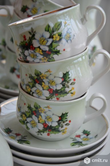 Сервиз чайно-кофейный 29 пр Салатовый Дулево. Фото 5.