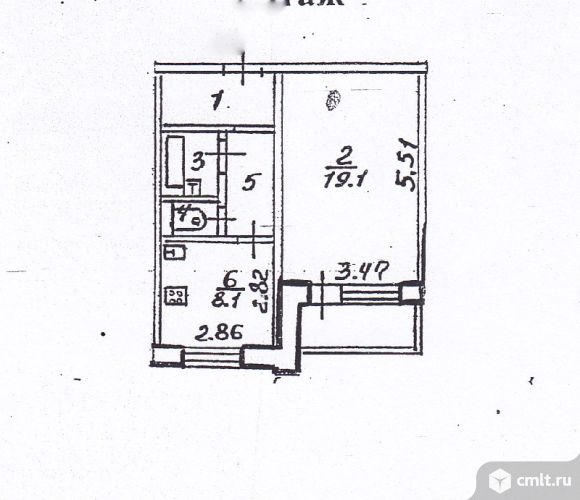 1-комнатная квартира 38 кв.м. Фото 3.
