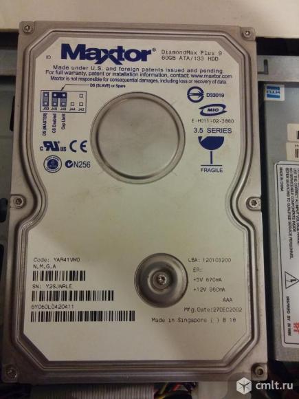 Жесткий диск Maxtor 60 Gb DiamondMax Plus 9 6Y060L0420411. Фото 1.