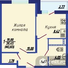 1-комнатная квартира 40 кв.м. Фото 1.