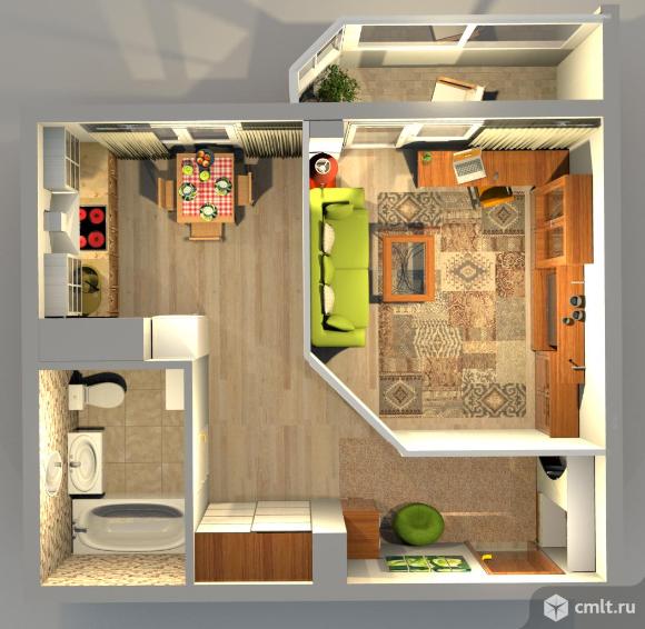 1-комнатная квартира 35,45 кв.м. Фото 1.