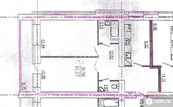 2-комнатная квартира 61,27 кв.м. Фото 1.