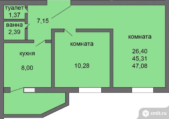 2-комнатная квартира 47 кв.м позиция 24. Фото 3.