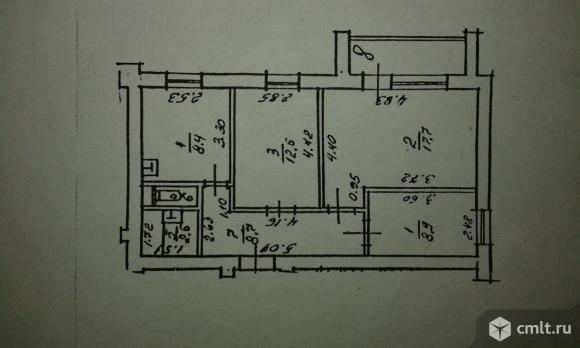 3-комнатная квартира 60 кв.м. Фото 1.