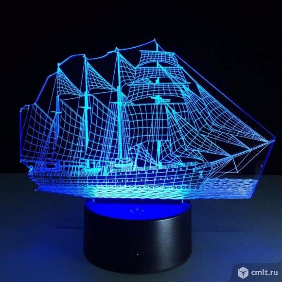 Светильник 3D Корабль. Фото 1.