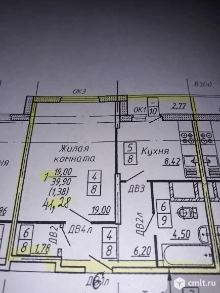 Олимпийский бульвар Однокомнатная квартира, 39/19/9 кв.м. Фото 1.