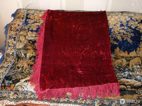 Советская плюшевая скатерть с бахромой. Фото 2.