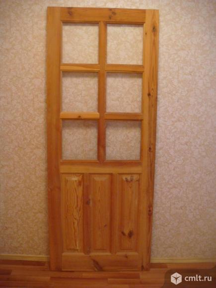 Дверь межкомнатная со стеклом 80Х200 (сосна ). Фото 1.