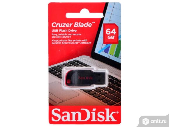 USB Flash SanDisk Cruzer Blade 64 гб новые. Фото 1.