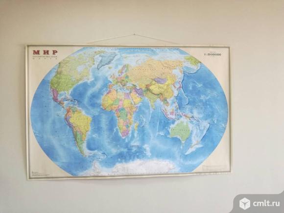 Карта мира политическая 155х100 см. скреплением. Фото 1.