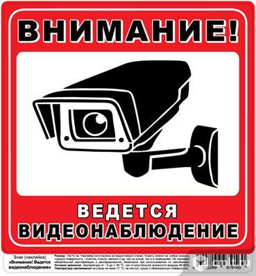 Наклейка "Ведется видеонаблюдение" 15х15 см. Фото 1.