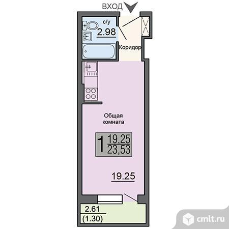 1-комнатная квартира 23,52 кв.м. Фото 1.