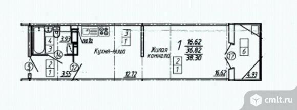 1-комнатная квартира 38,3 кв.м. Фото 1.