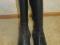 Сапоги черные кожаные зимние, устойчивый каблук 5,5 см натуральный мех, обхват голени до 34 см. Фото 3.