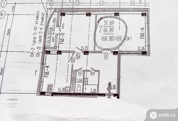 2-комн. кв-ра 68 кв.м., р-н пл. Заставы, кирпичный дом от СФГ, не заселена. Фото 11.