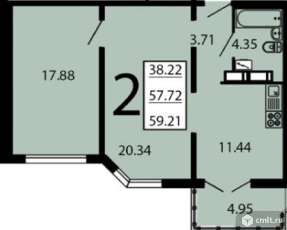 2-комнатная квартира 59,2 кв.м. Фото 1.