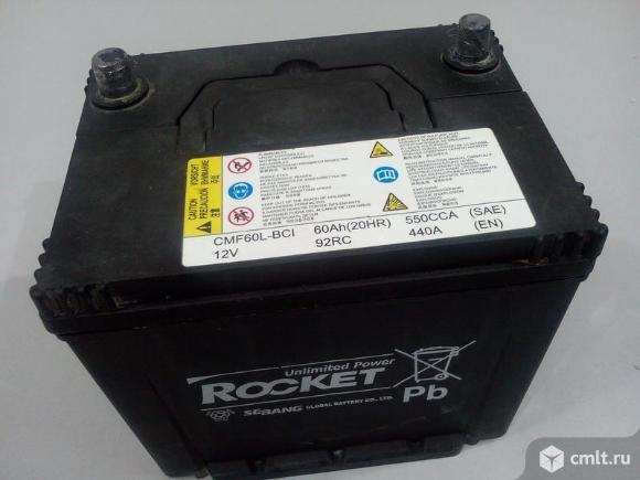 Аккумуляторная батарея акб 12V 60AH 440A ROCKET  HYNDAI CRETA 15- 371101W680 б/у 4*. Фото 1.