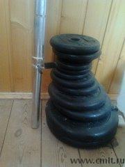 Гриф для штанги Domyos 1,2 м*28 мм+крепления+блины. Фото 1.