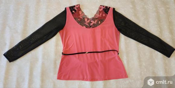 Нарядная женская блузка с поясом на 48 размер+юбка. Фото 2.