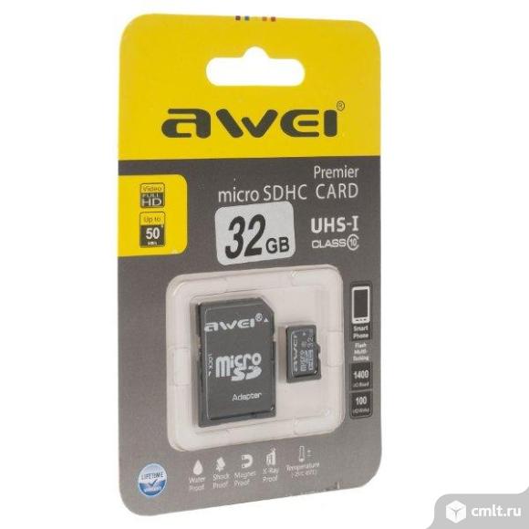 Карта памяти AWEI 32 GB, micro SD/HC, Class10. Фото 1.