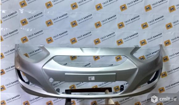 Бампер Хендай Солярис цвет серебристый RHM Hyundai solaris. Фото 1.