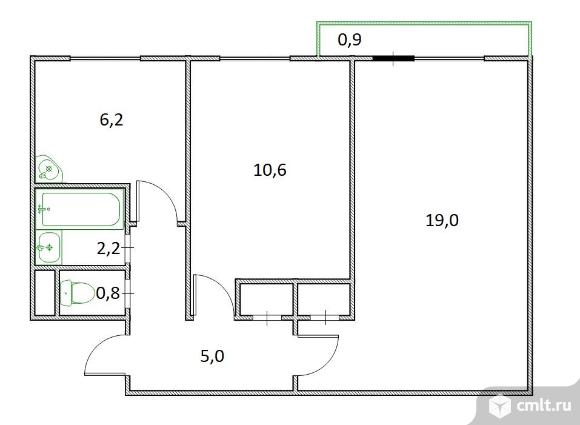 Продается 2-комн. квартира 45.2 м2. Фото 1.