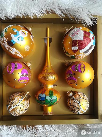 Наборы стеклянных игрушек Шары Макушка Новый год. Фото 1.