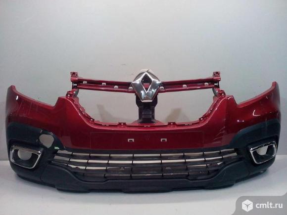 Бампер передний + накладки + эмблема RENAULT SANDERO 18- б/у 620220494R 620720361R 261520104R 628905. Фото 1.