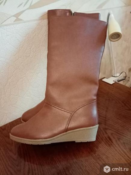 Сапоги кожаные на подкладке из исскуственного меха. Фото 1.