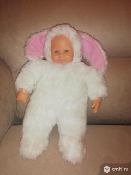 Кукла зайчик меховая с ушками, белая. Фото 1.
