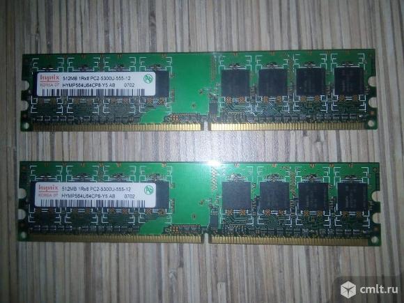 Hynix DDR2 1GB (2x512mb) PC2-5300. Фото 1.