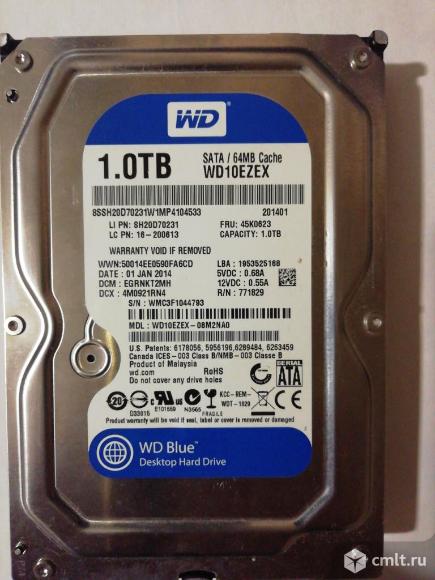 Винчестер HDD WD10EZEX 1TB, в отличном состоянии. Фото 1.