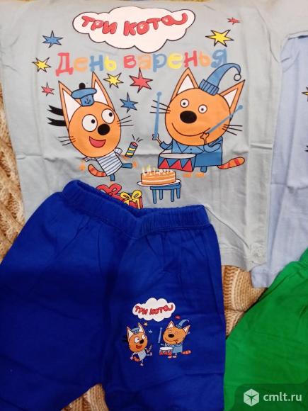 Комплект для мальчика футболка и шорты три кота на 4 и 5 лет. Фото 1.
